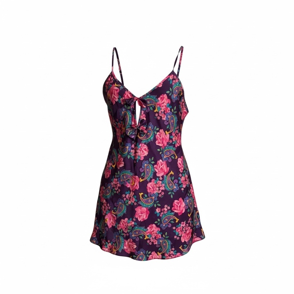 Y2K Paisley Floral Slip Dress Intimate Affairs - Picture 2 of 6